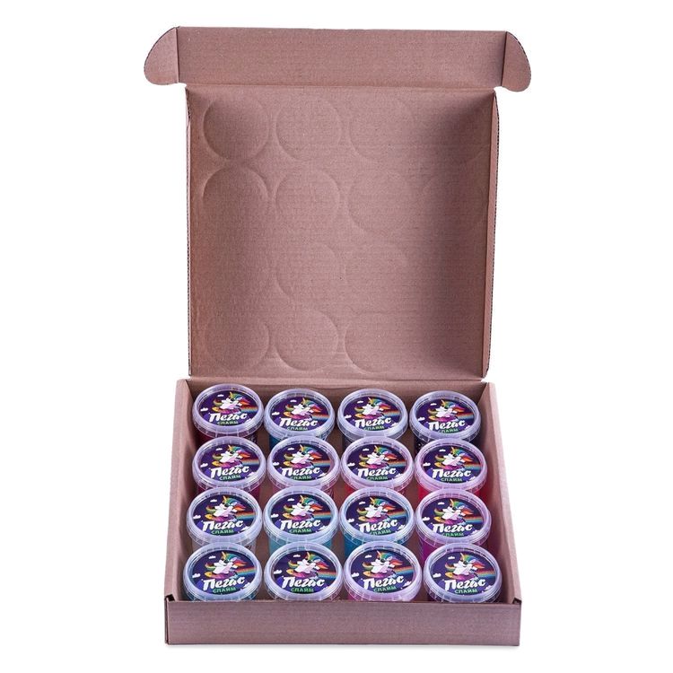 Набор слаймов в боксе «Прихлоп. Пегас», 16 шт. по 100 г (блестки, голография) — картинка 4