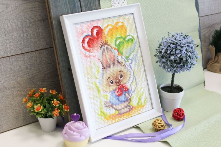 Алмазная вышивка «Зайка с шариками» — картинка 2