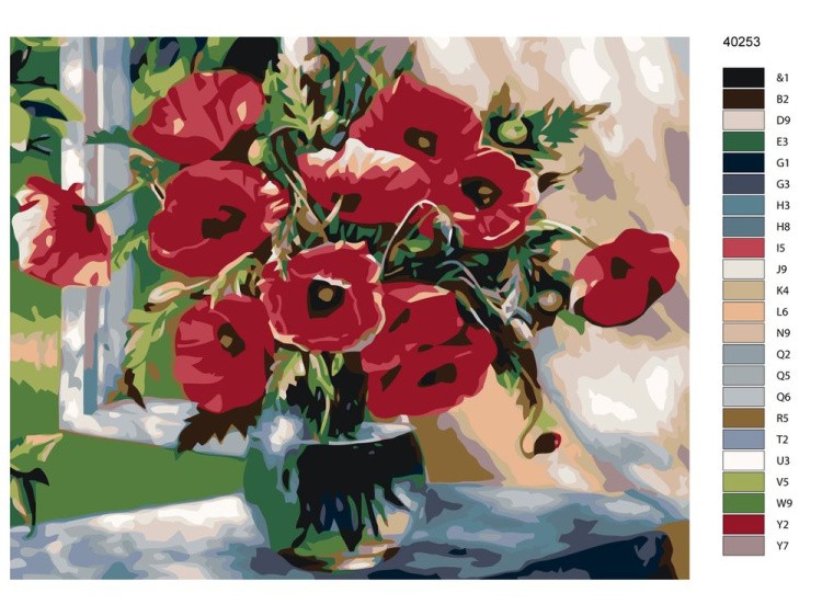 Картина по номерам «Маковый букет в вазе» — картинка 2