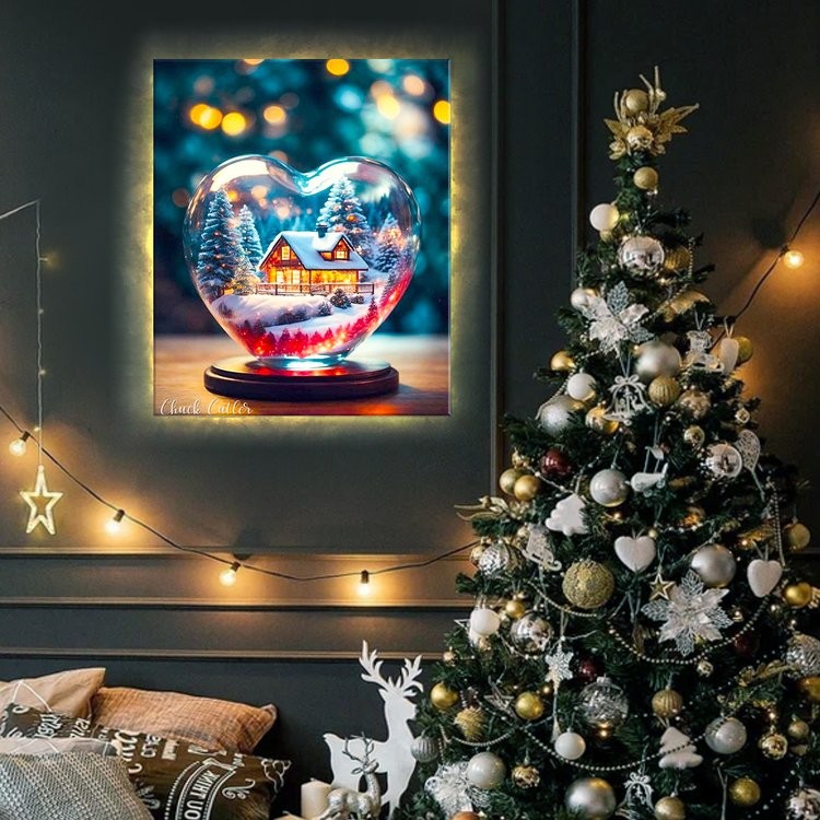 Картина по номерам «Снежный шар с любовью» LED подсветка — картинка 3