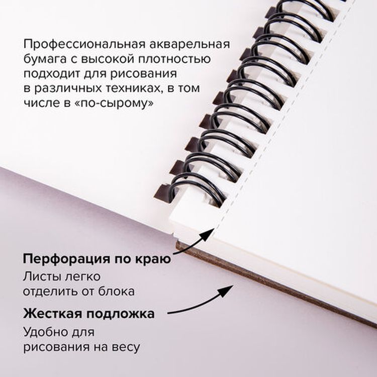 Альбом для акварели, бумага 300 г/м2, 190х270 мм, среднее зерно, 16 листов, гребень, BRAUBERG ART PREMIERE — картинка 4