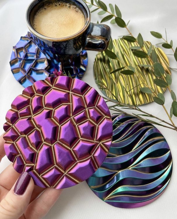 Набор из 4 подстаканников c подставкой, Epoxy Master — картинка 7