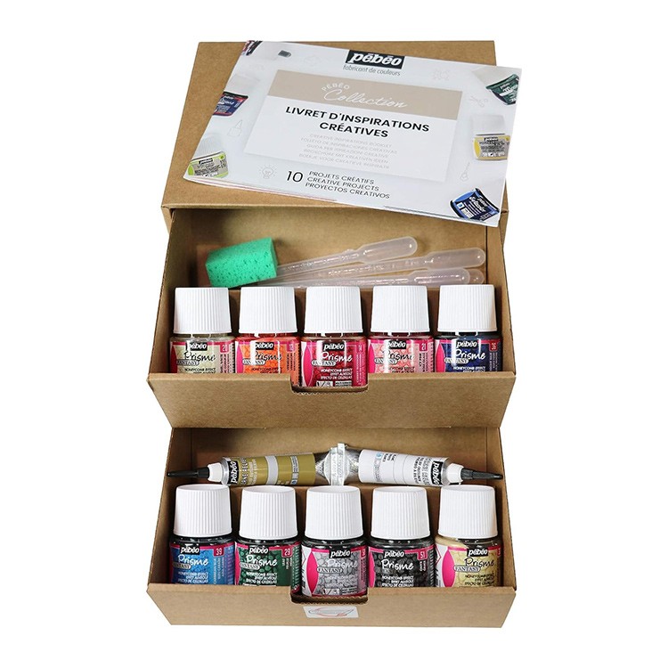 Набор красок Pebeo Fantasy Prisme «Коллекция» с фактурным эффектом с аксессуарами, 10 цв. — картинка 9