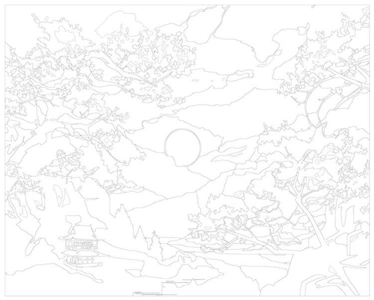 Картина по номерам «Цветущая сакура в горах» — картинка 3