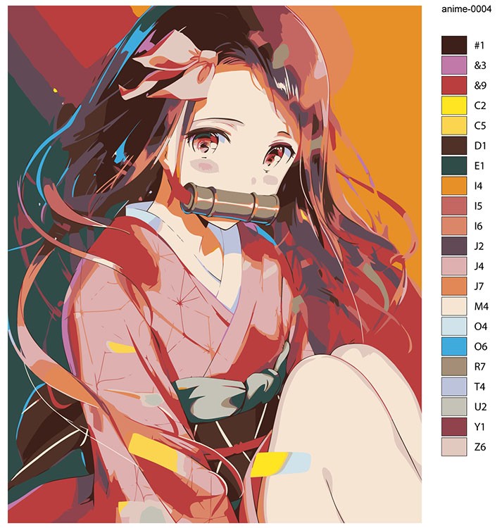 Картина по номерам «Аниме: Девушка в кимоно» — картинка 2