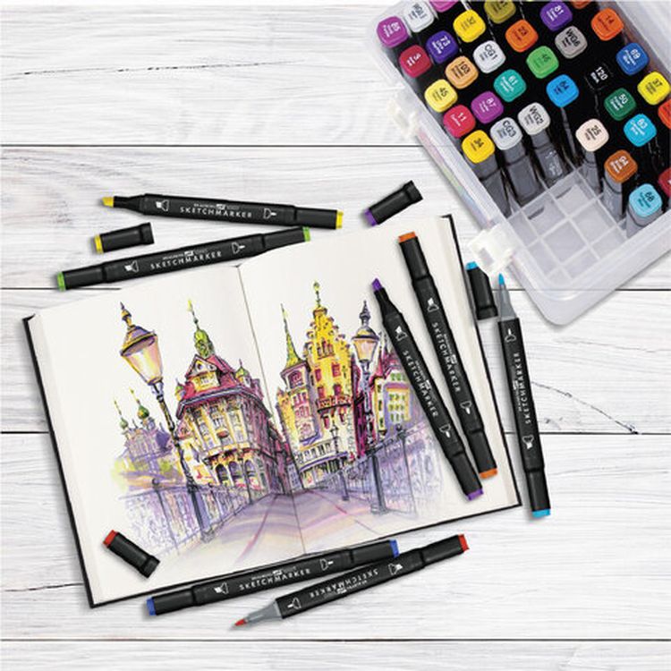 Маркеры для скетчинга двусторонние BRAUBERG ART DEBUT BLACK, цвет: набор 48 цв — картинка 13