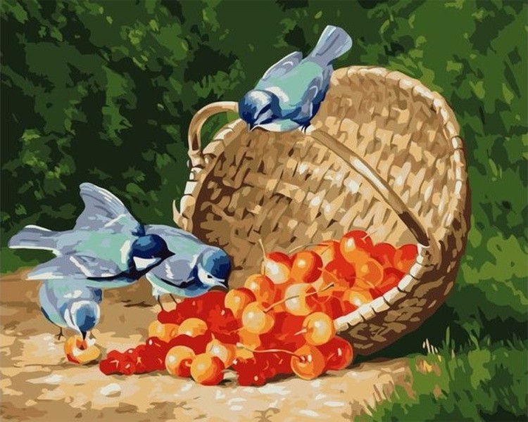 Картина по номерам «Птички и ягоды»