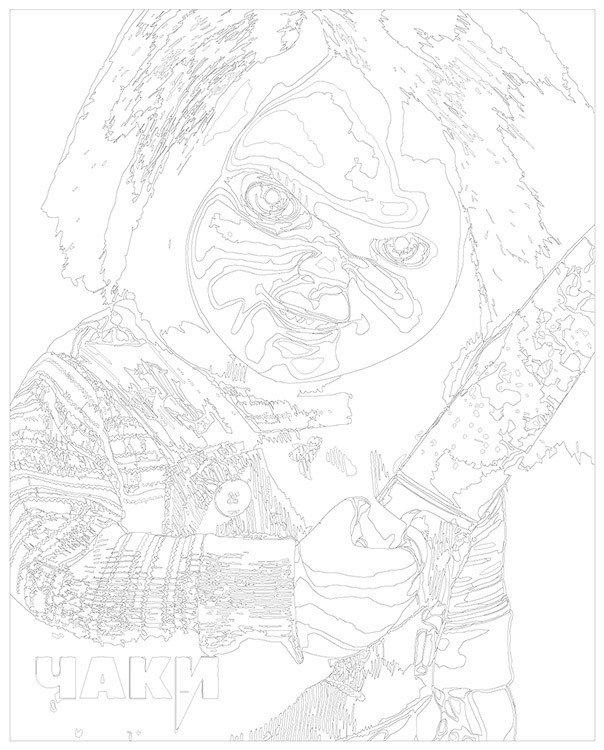 Картина по номерам «Страшная кукла Чаки с ножом 2» — картинка 3