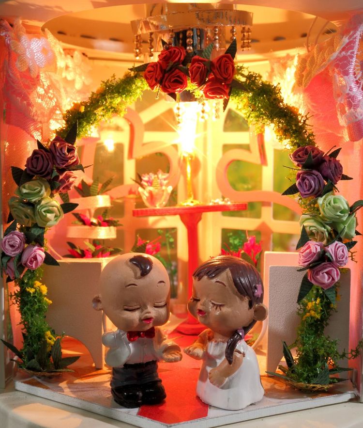 Набор для создания миниатюры (румбокс) «Свадебный фонарик (с фигурками)» — картинка 5