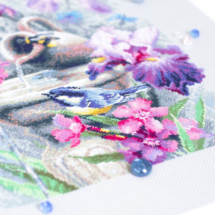 Набор для вышивания «Синицы у фонтана» — картинка 5