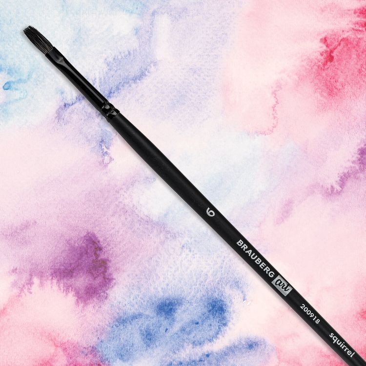 Кисть художественная профессиональная Art Classic, белка, плоская, № 6, длинная ручка, Brauberg — картинка 5
