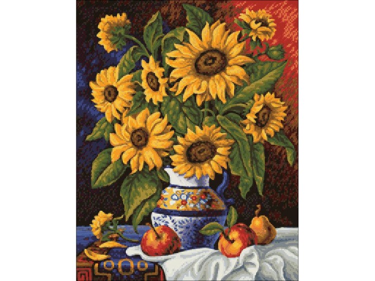 Алмазная вышивка «Подсолнухи в вазе» — картинка 2