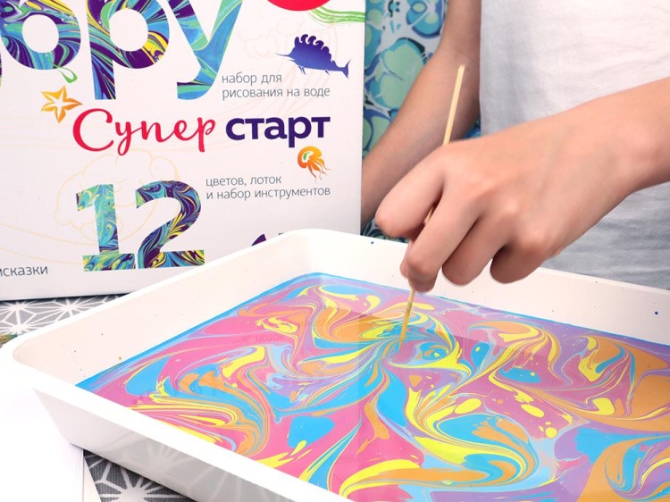 Набор для эбру «Супер Старт» 12 цветов, Эбру-Профи — картинка 5