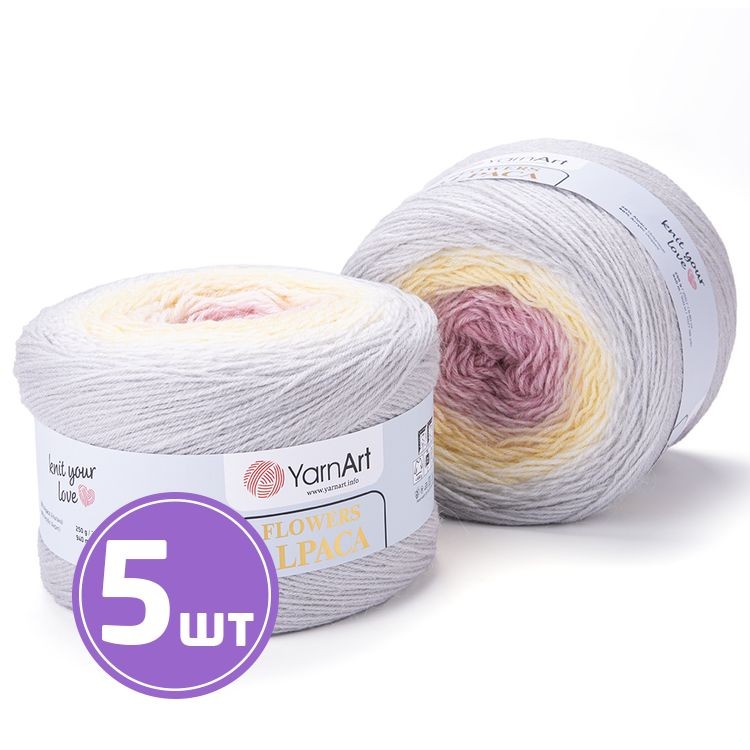 Пряжа YarnArt Flowers Alpaca (404), мультиколор, 5 шт. по 250 г