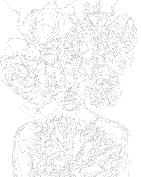 Картина по номерам «Портрет девушки с пышными цветами 2» — картинка 3