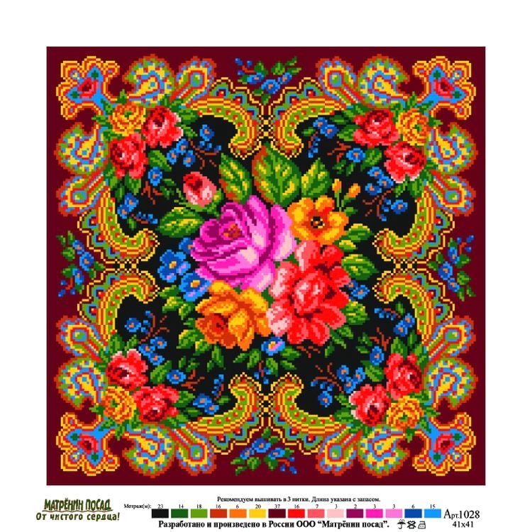 Рисунок на ткани «Цветочная вселенная» — картинка 2