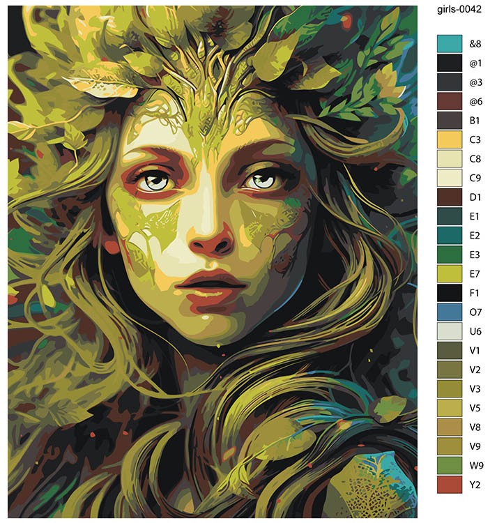Картина по номерам «Девушка-дриада с узорами на лице» — картинка 2