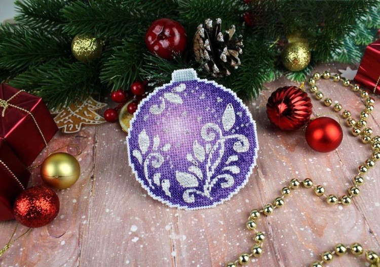 Набор для вышивания «Новогодний шар Аметистовое сияние» — картинка 5
