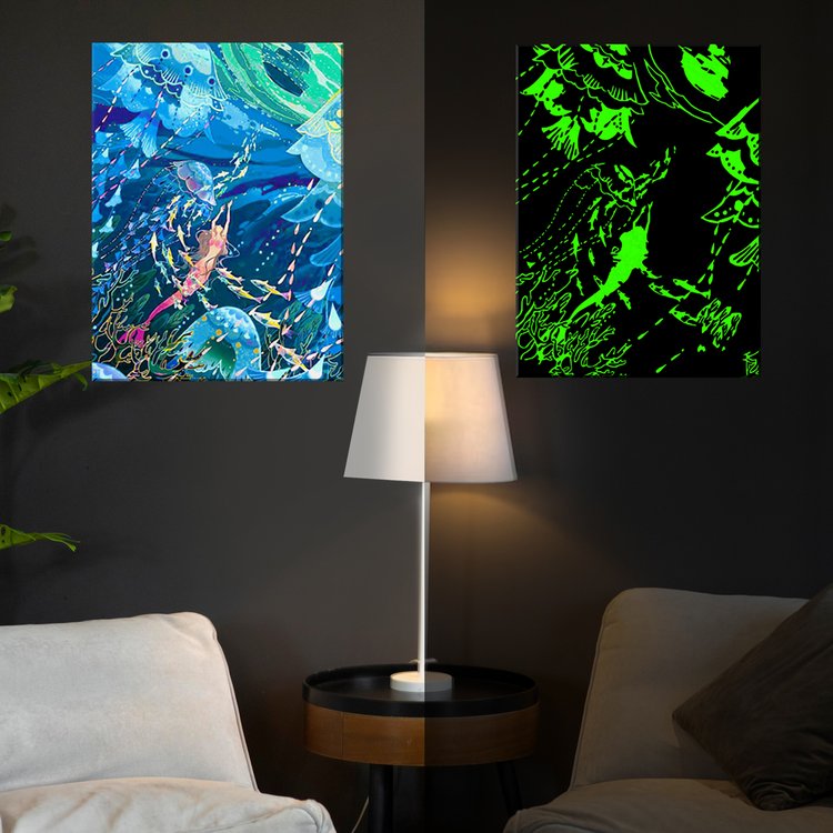 Картина по номерам со светящейся краской «Подводный мир» — картинка 3