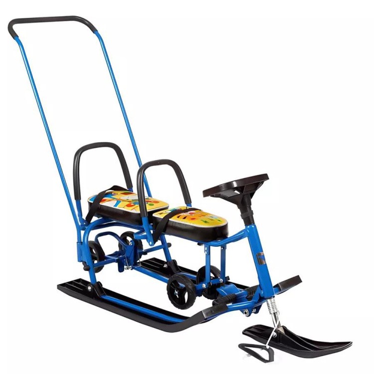 Снегокат детский 507 TWINS BABY Wheel со спинкой для двоих — картинка 9