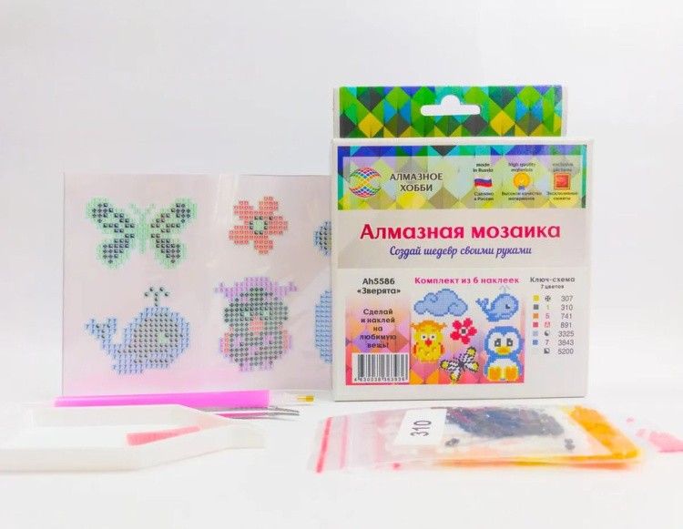 Алмазная вышивка «Зверята» (самоклеящиеся наклейки/стикеры) — картинка 4