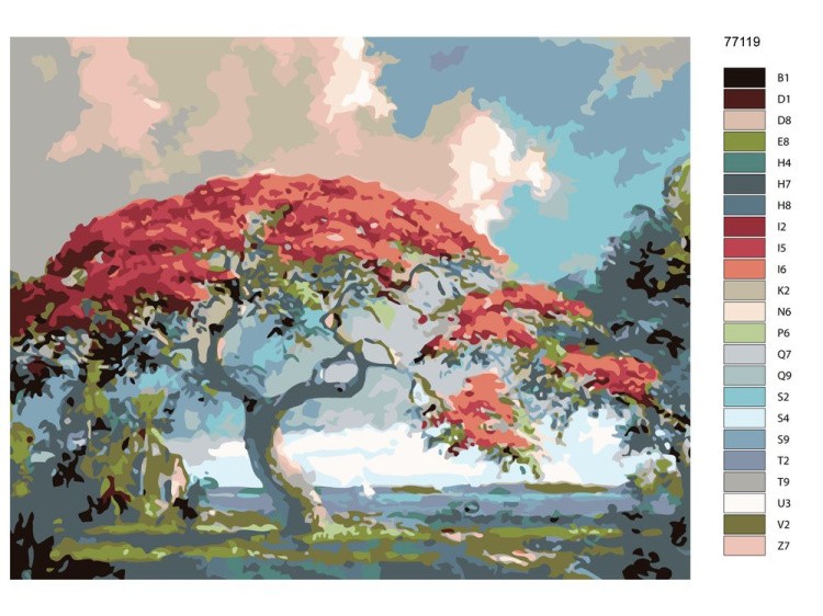 Картина по номерам «Дерево в цвете» — картинка 2