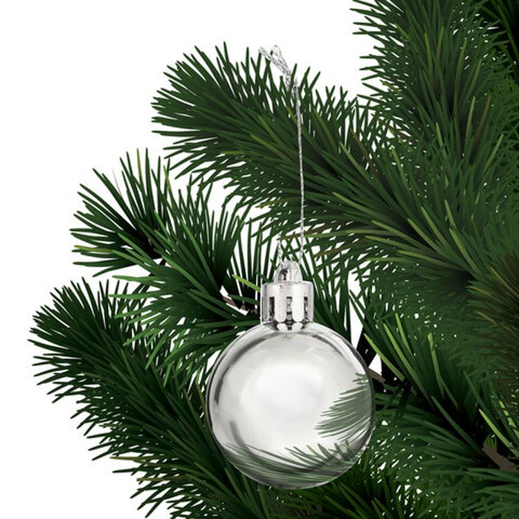 Шары елочные, набор 12 шт., пластик, 4 см, серебристые, глянец, подвес — картинка 6