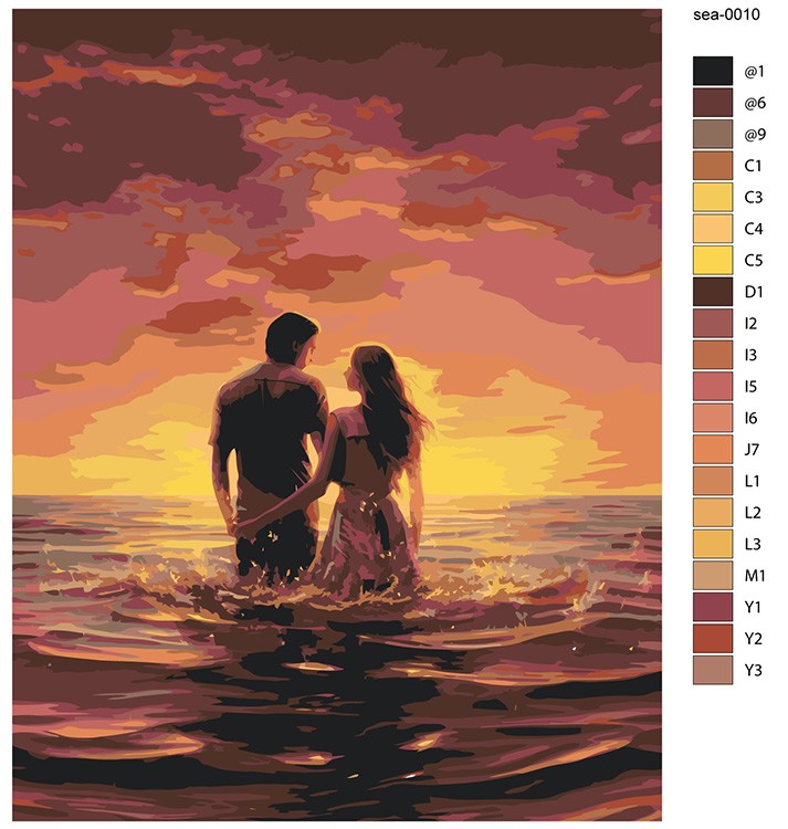 Картина по номерам «Море: Влюбленная пара в воде» — картинка 2