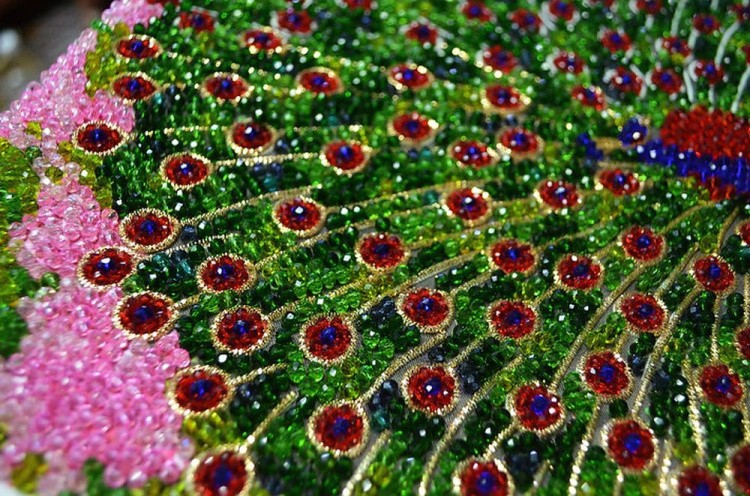 Набор вышивки хрустальными камнями «Изумрудный павлин» — картинка 6