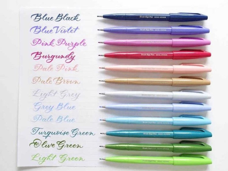 Фломастер-кисть Brush Sign Pen, 2 мм, цвет: оливковый, Pentel — картинка 2