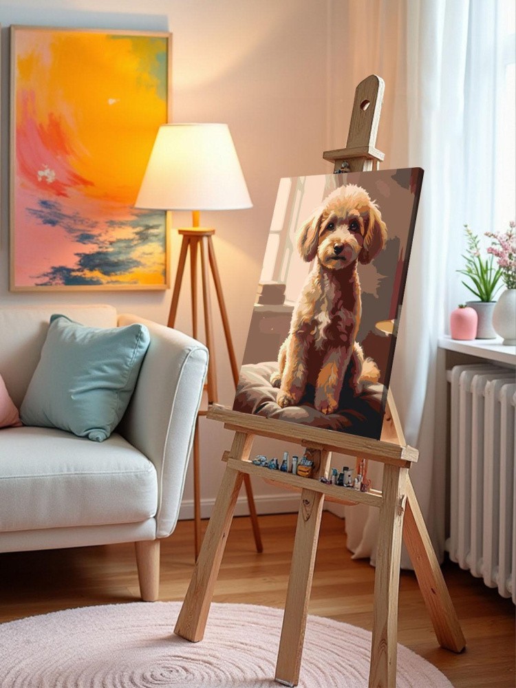 Картина по номерам Собака милый той пудель в комнате — картинка 10