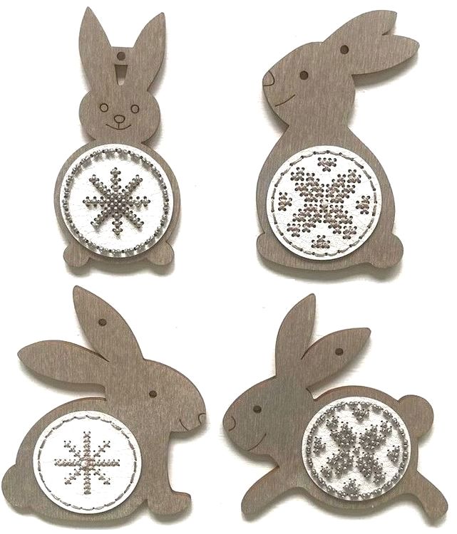 Комплект основ для вышивания новогодних игрушек «Кролики»