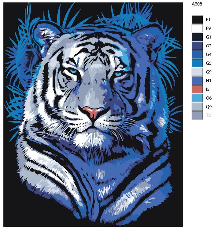 Картина по номерам «Тигр в голубом цвете» — картинка 2