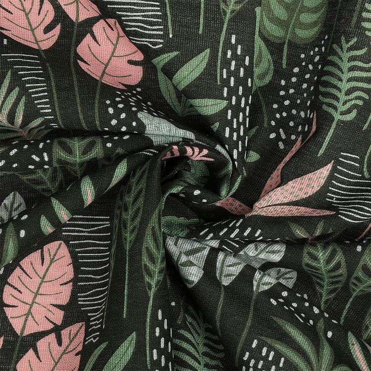 Ткань льняная, 1 м x 150 см, 140 г/м², цвет: зеленый, растительный принт, TBY — картинка 3