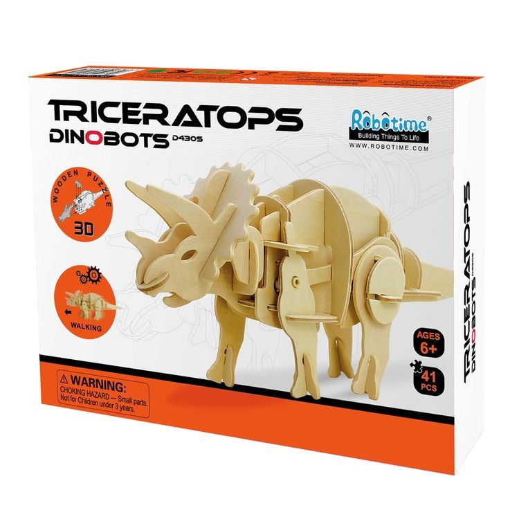 Деревянный 3D пазл «Мини Трицератопс» — картинка 2