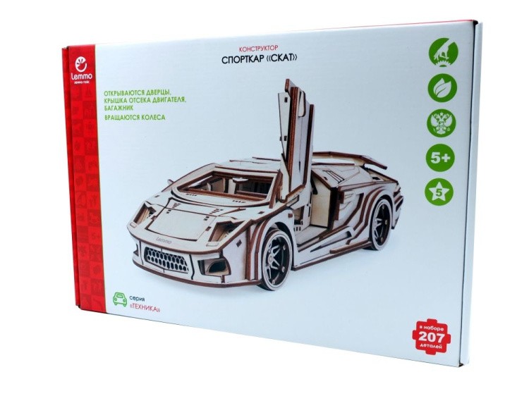 Конструктор из дерева «Спорткар СКАТ», Lemmo — картинка 8