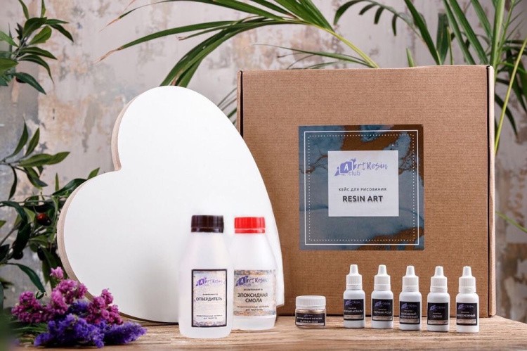 Набор для создания картины эпоксидной смолой Капучино (сердце), ArtResin Club — картинка 2