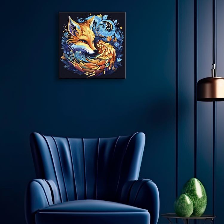 Картина по номерам с поталью «Лиса в цветах» — картинка 4