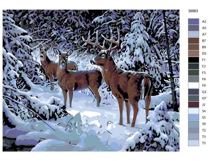 Картина по номерам «Олени зимой» — картинка 2