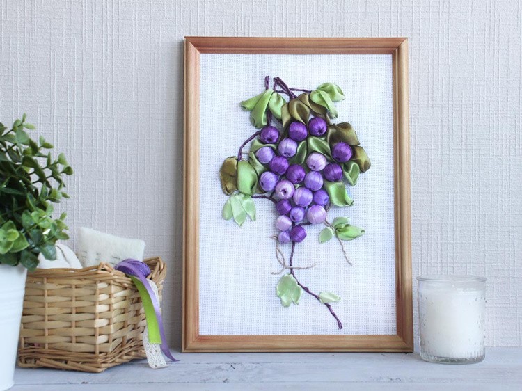 Вышивка лентами «Виноградная лоза» — картинка 8