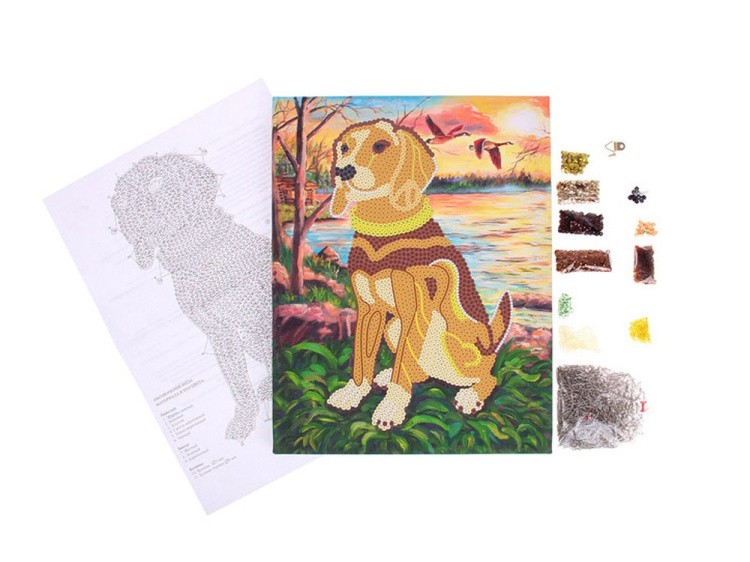 Картина на холсте из пайеток «На охоте» — картинка 3