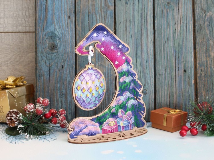 Набор для вышивания «Зимняя краса. Подставка с новогодним шаром» — картинка 4