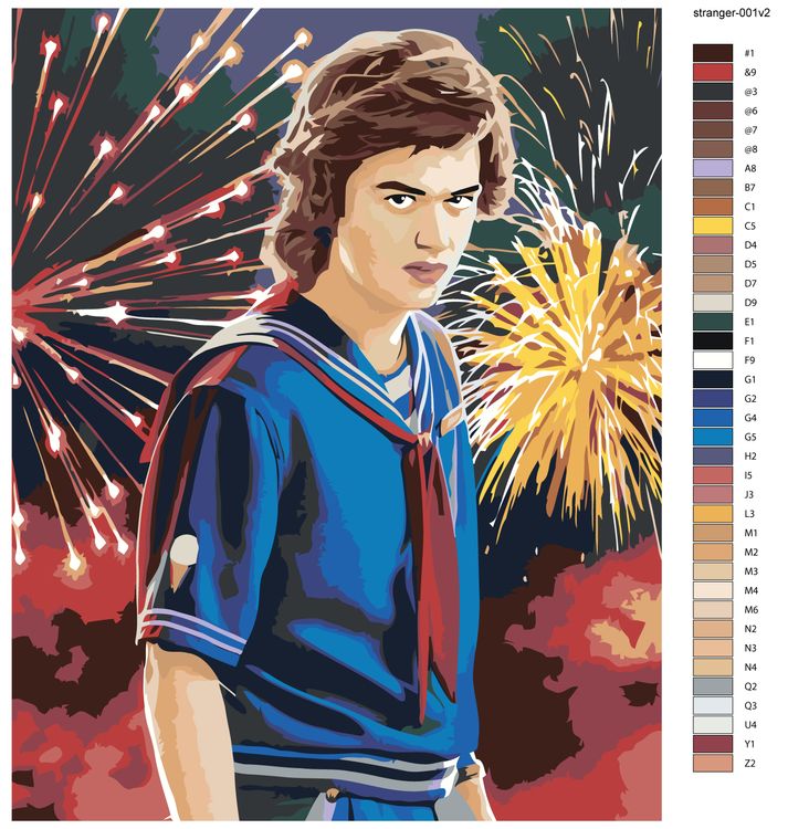 Картина по номерам «Очень странные дела: Стив Харрингтон - Джо Кири» — картинка 2