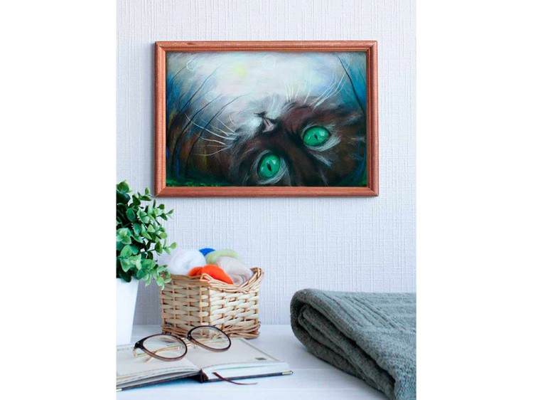 Картина шерстью «Лунный кот» — картинка 4