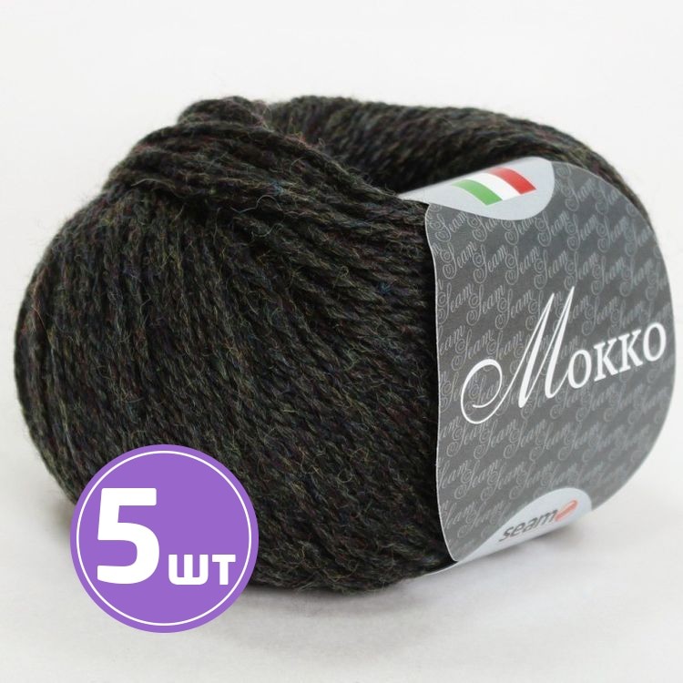 Пряжа SEAM MOKKO (14), черный меланж, 5 шт. по 50 г