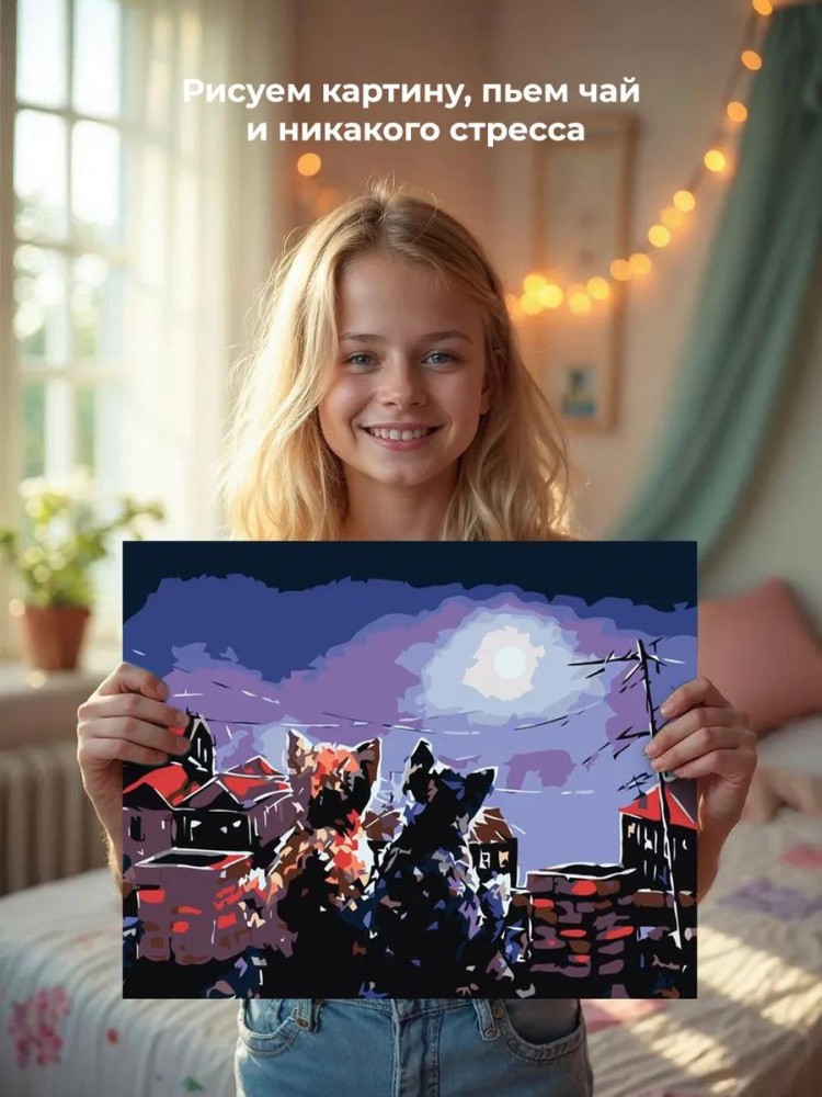 Картина по номерам «Парочка под луной» — картинка 6