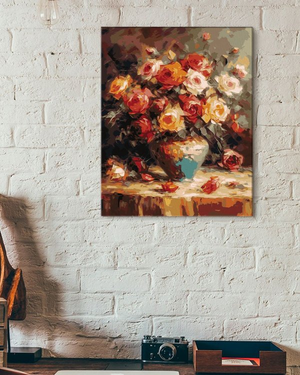 Картина по номерам «Красно-желтый букет роз» — картинка 3