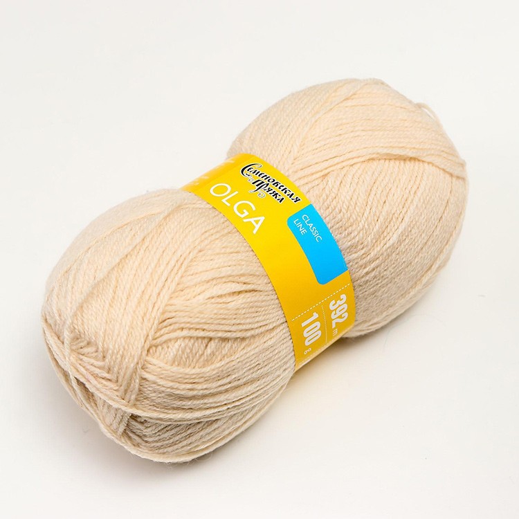 Пряжа Семеновская Olga (671), кремовый 5 шт. по 100 г — картинка 3