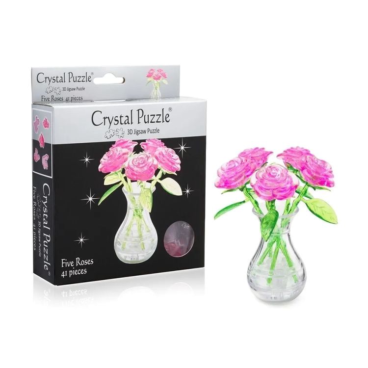 3D Головоломка «Букет в вазе розовый», Crystal Puzzle — картинка 2