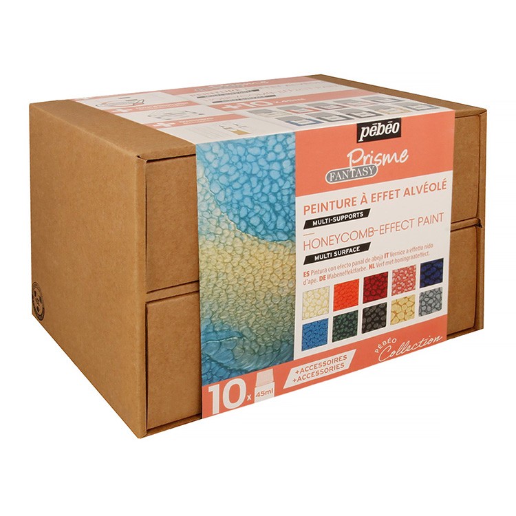 Набор красок Pebeo Fantasy Prisme «Коллекция» с фактурным эффектом с аксессуарами, 10 цв. — картинка 2